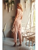 Elegant powder jumpsuit with a collar FG573 - Online store - Boutique